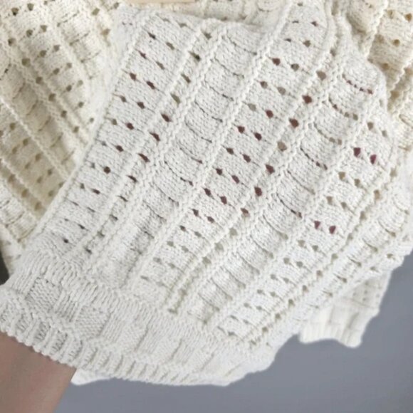 NWT ELIE. ELIE TAHARI Eyelet Knit Pullover Sweater Ivory‎ 100% Cotton Size LARGE - Picture 8 of 15